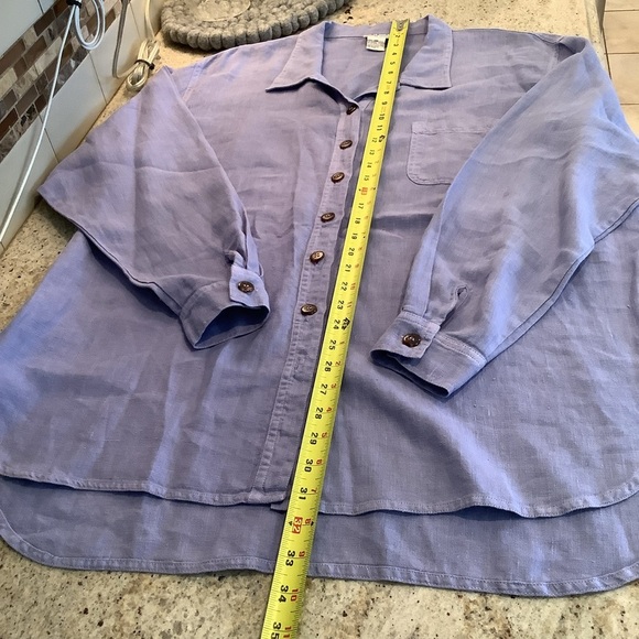 Kiko Linen Purple Button-Up Shirt Size Large Tunic Button Up - Picture 8 of 9